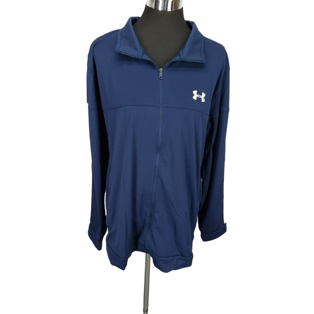 Under Armour Men's Sportstyle Pique Track Jacket Warm up Top Size 2XL Blue‎ NWT